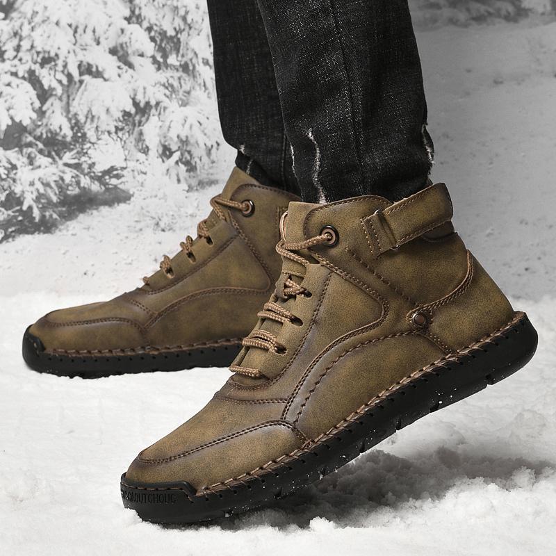 Men Snow Boots Winter Ankle Boots Men Warm Lace-up Men Shoes New Fashion Flock Plush Winter Boots Fur Men Sneakers Big Size46