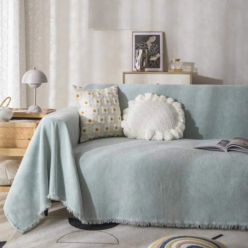 

Полотенце для дивана из шенилла с кисточками, двухсторонние чехлы для дивана для гостиной, большое одеяло для отдыха, релаксации, стираемое в стиральной машине одеяло 180x180