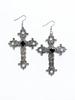 Popular Oversized Rhinestone Cross Earrings - Silver Tone Gothic Punk Fashion
