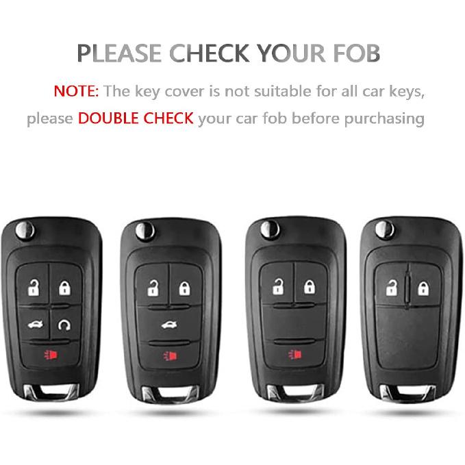 OFFCURVE for Chevy Buick Key Fob Cover, TPU Key Fob Case Cover for Buick Encore Chevy Chevrolet Camaro Equinox Impala Sonic Trax GMC Terrain Flip 4