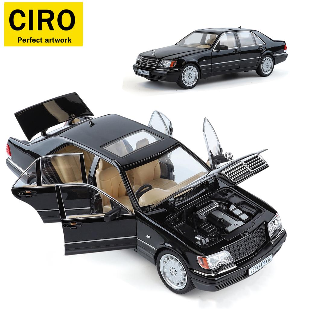 AASW1 Toy car, 1:24 black Mercedes-Benz classic car model with tiger head design, die-cast aluminum alloy, high-quality car model gift