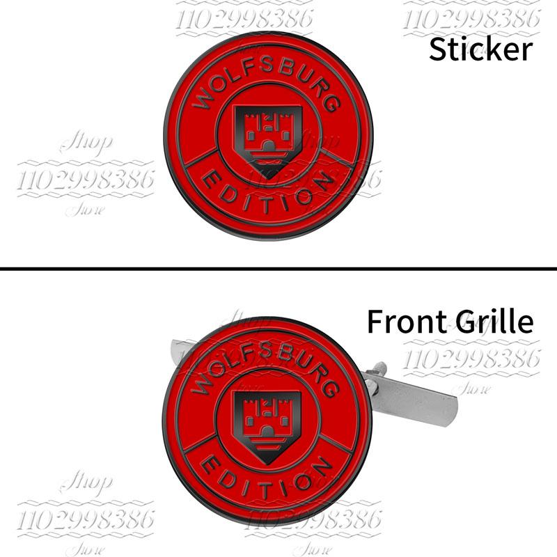 3D Metal Wolfsburg Edition Logo Front Grill Emblem Sticker For Golf Mk5 VW Passat Jetta Tiguan Polo Rear Trunk Side Fender Decor
