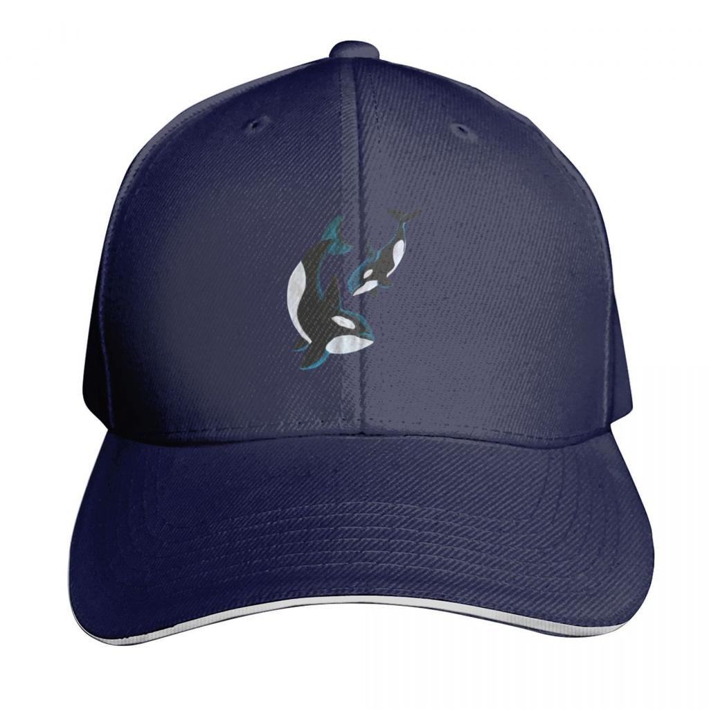 Orcas two painted orcas in honor of them organizing against harmful huUnisexs Baseball Cap Beach Bag sun hat Womens Beach Unisexs