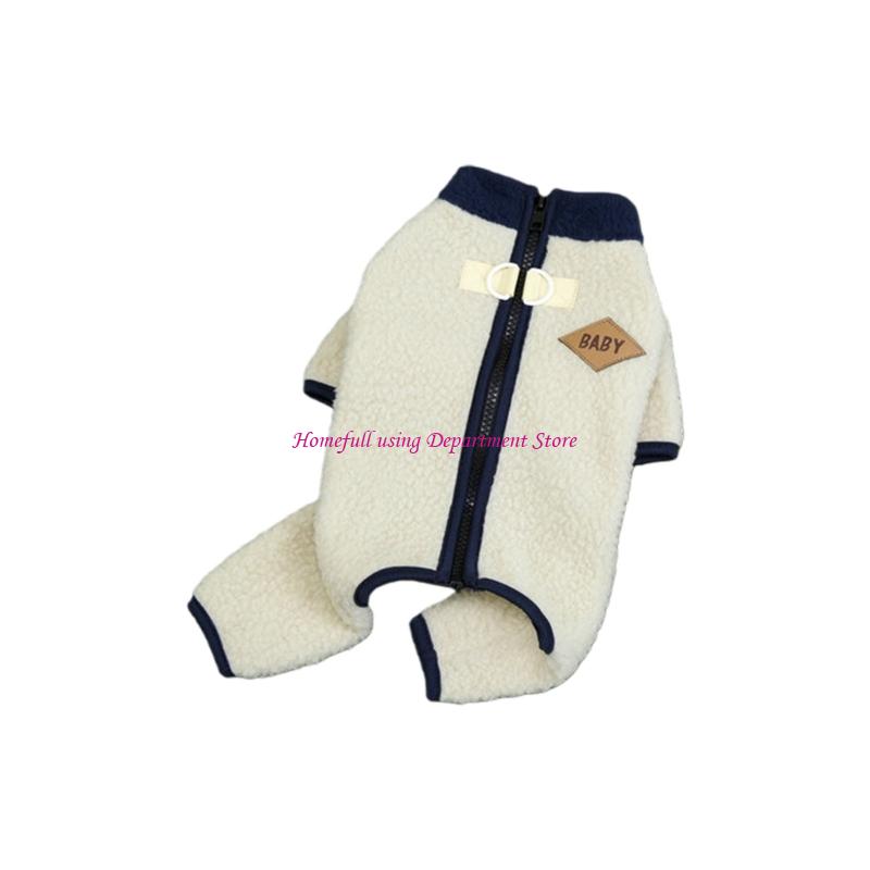 Dog Warm Fleece Coat with Leash Hook Cold Weather Outerwear for Outdoor Walking