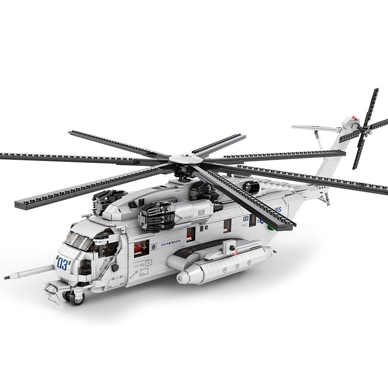 Zhen Military Helicopter Building Block Model - Educational Fighter Ornament Toy