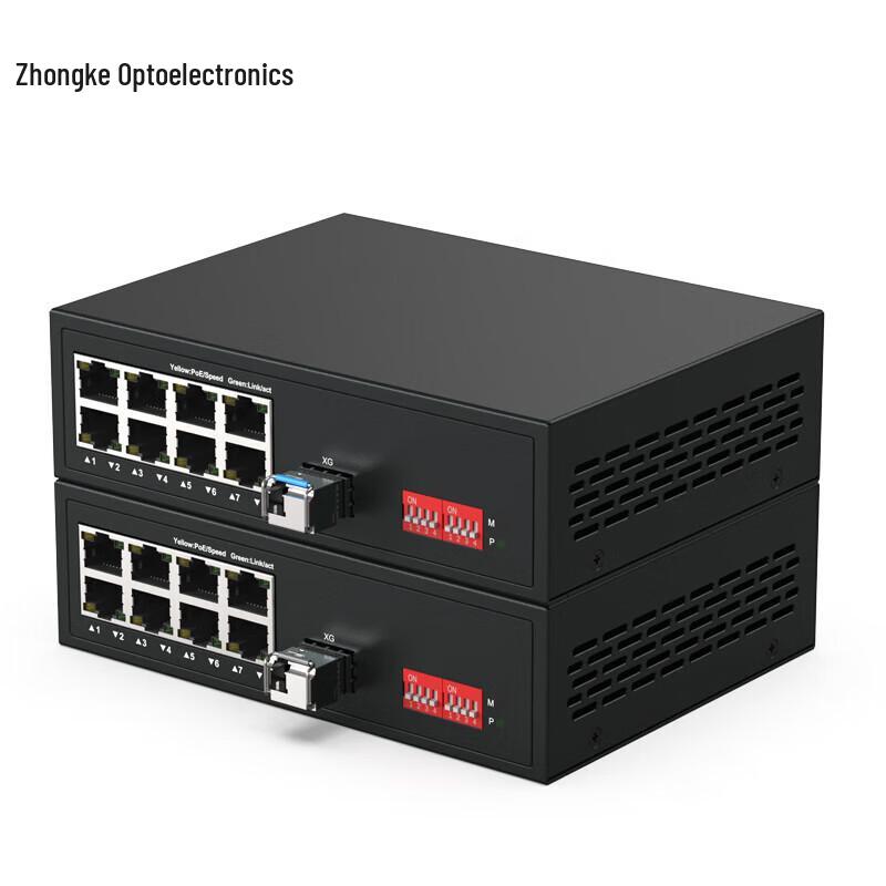 

Zhongke 8-Port Gigabit Ethernet Fiber Media Converter with Physical Isolation