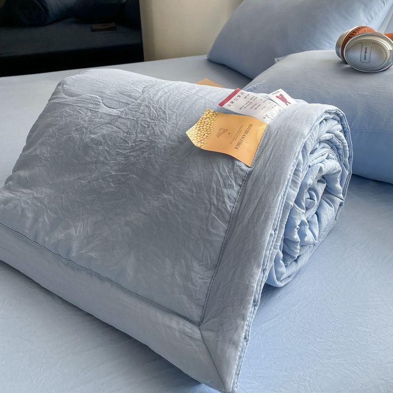 Men's Premium Gray Air-Conditioning Quilt Washable Cotton Summer Cool Quilt Machine Washable Single Double Thin Blanket for Summer