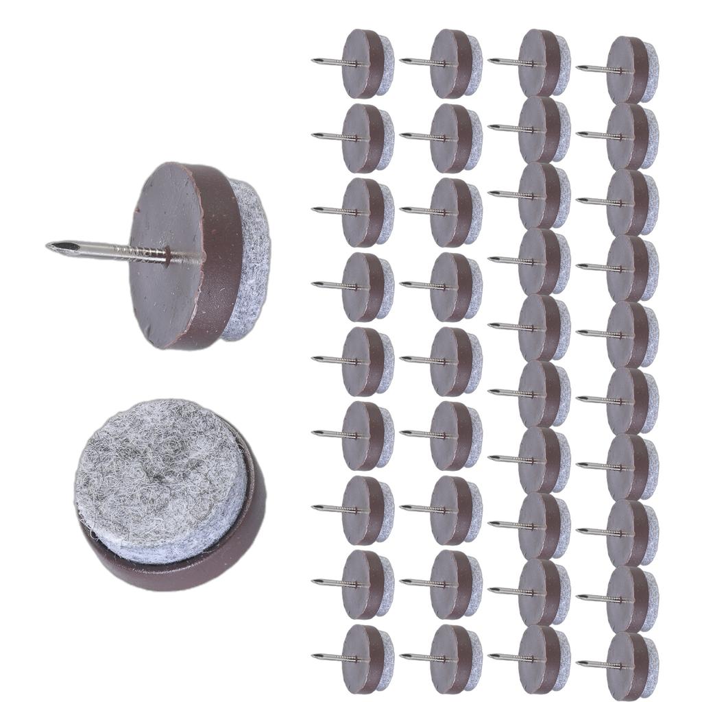 50Pieces Practical Furniture Sturdy Felt Pad With Nails for Wood and Tile Floor Without Slip Designs 22mm Diameter