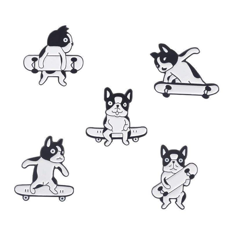Shar Pei Dog Skiing Enamel Pins Stamps Suitcase Air Balloon Alloy Brooch Badge Fashion Jewelry Gift