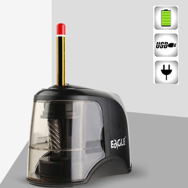 Portable Electric Pencil Sharpener Rechargeable Heavy Duty Helical Steel Blade School Office Stationery Supply