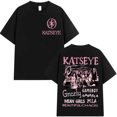 KATSEYE Kpop Beautiful Chaos T-Shirt für Herren Damen Hiphop Streetwear Oversize Tops 100% Baumwolle T-Shirt KA1