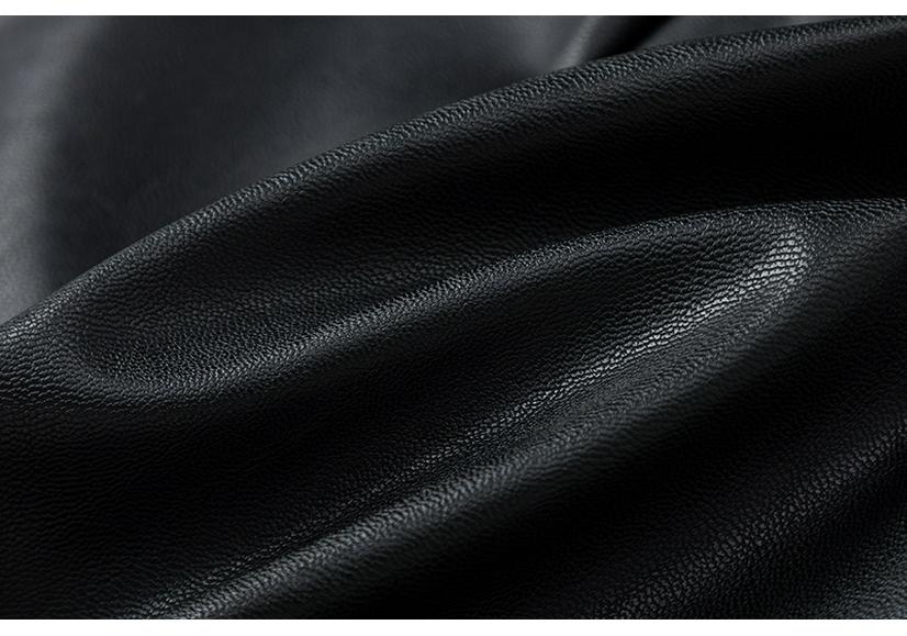 2025 Spring/Summer Women's PU High-Waisted Zipper Ruffle Skirt - European & American Sexy Fit