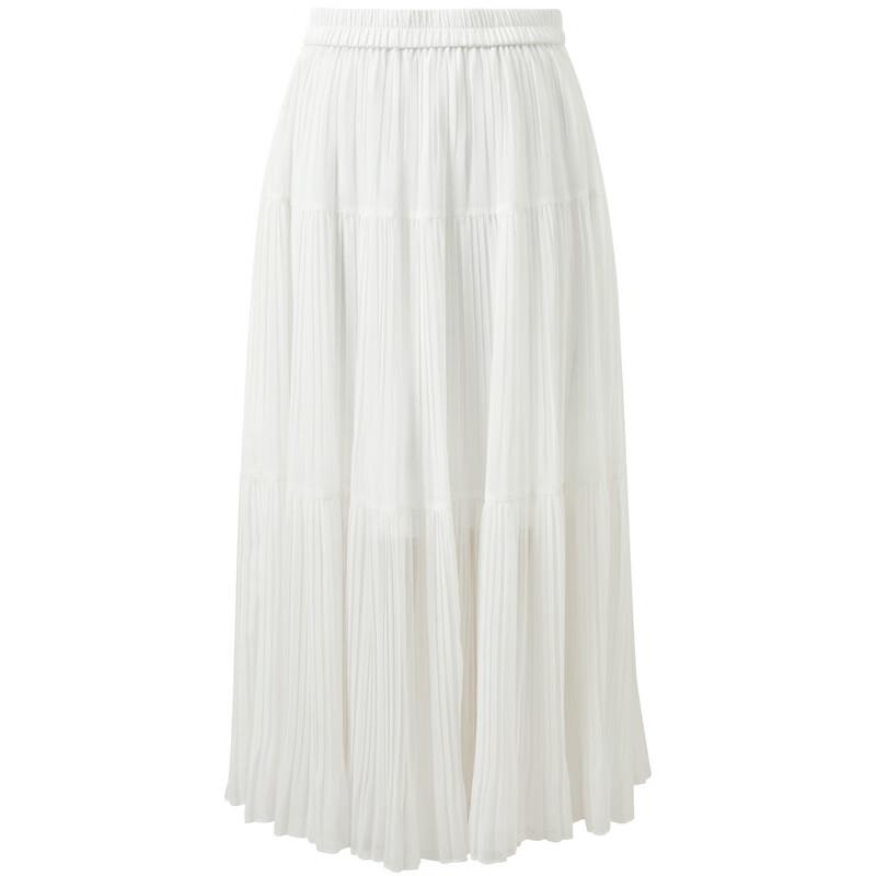 Sancai High-Waist Pleated Chiffon A-Line Long Skirt