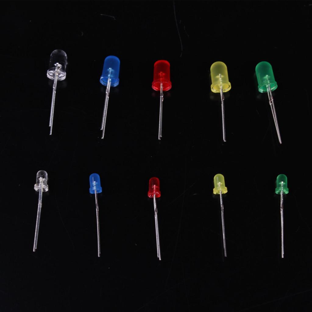 100-Piece LED Lamp Beads 3MM & 5MM Set - Red, Green, Blue, Yellow, White