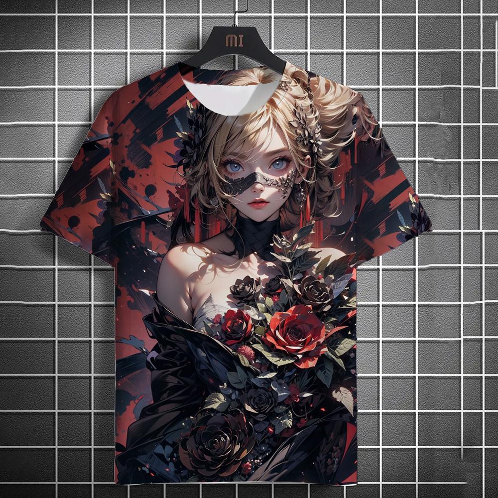 Summer Fashion Anime Girl 3D Print T-Shirts Streetwear Men Casual Oversized O-Neck Short Sleeved Tees Tops Clothing