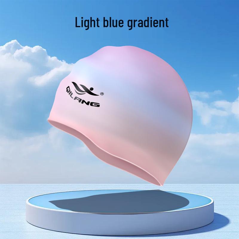 Qilang Waterproof Silicone Swim Cap for Adults & Kids - 50g, Long Hair Compatible, Custom Logo Available