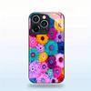 Colorful Floral Tempered Glass Phone Case For iPhone 17 16 15 Pro Max 14 13 12 Plus Shockproof Hard Cover Phone Shell Black