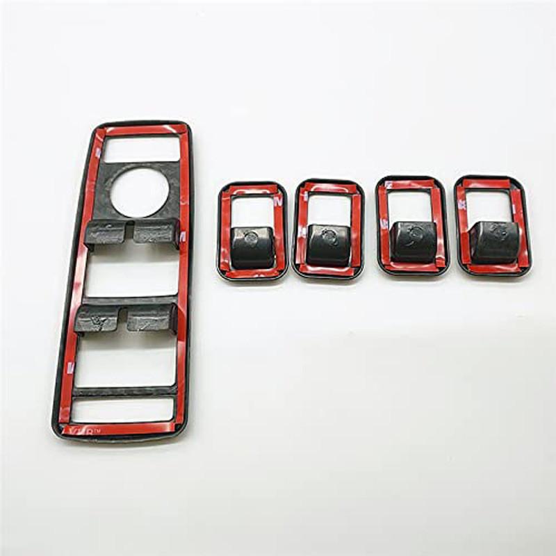5Pcs/Set ABS Plastic Carbon Fiber Look Window Lift Switch Button Frame Sticker Fit for Mercedes-Benz A/B/C/E Class /CLA/GLA/GLE/ML/GLK