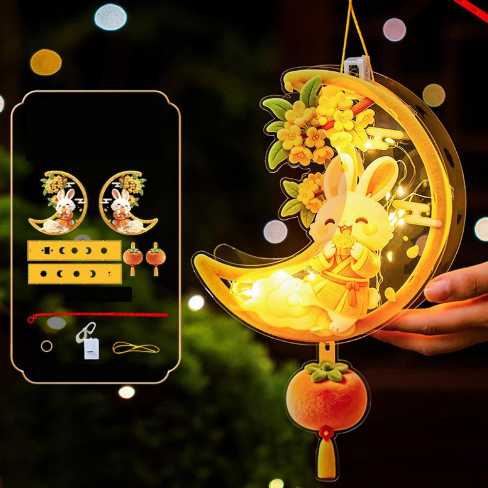 Cute Bunny Lantern Cartoon Handheld Rabbit Flower Lantern Mid Autumn Lantern  Holiday Decoration