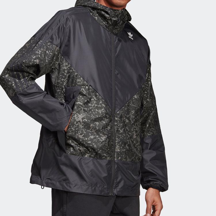 Adidas Originals Trefoil Logo Patchwork Casual Hooded Sports Jacket Men Jackets Black DW5170