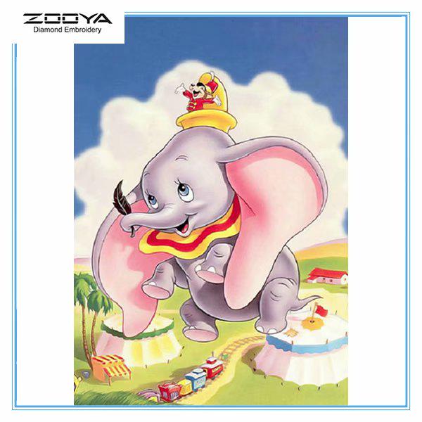 

ZOOYA 3D Алмазная вышивка Картина Вышивка крестиком Круглый горный хрусталь Картина Слон