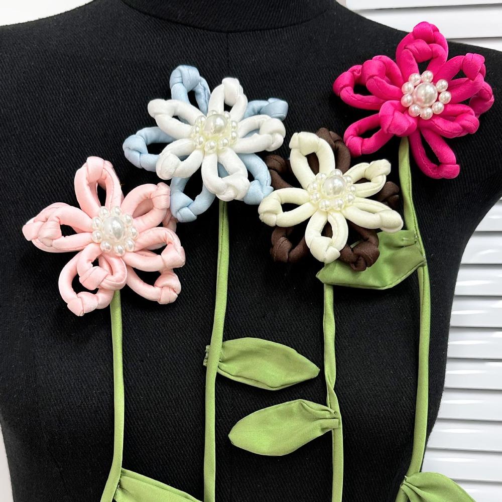 

Double Layered Pearl Clothing Appliques DIY Clothing Patch New Flower Cloth Sticker рожевий червоний колір