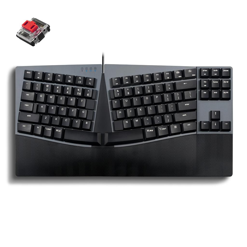 Perixx Px Ergo Mech Ergonomic Keyboard Mechanical Tenkeyless Low Profile Wired Connection USB Compatible with OS X Black English Layout Windows/Mac
