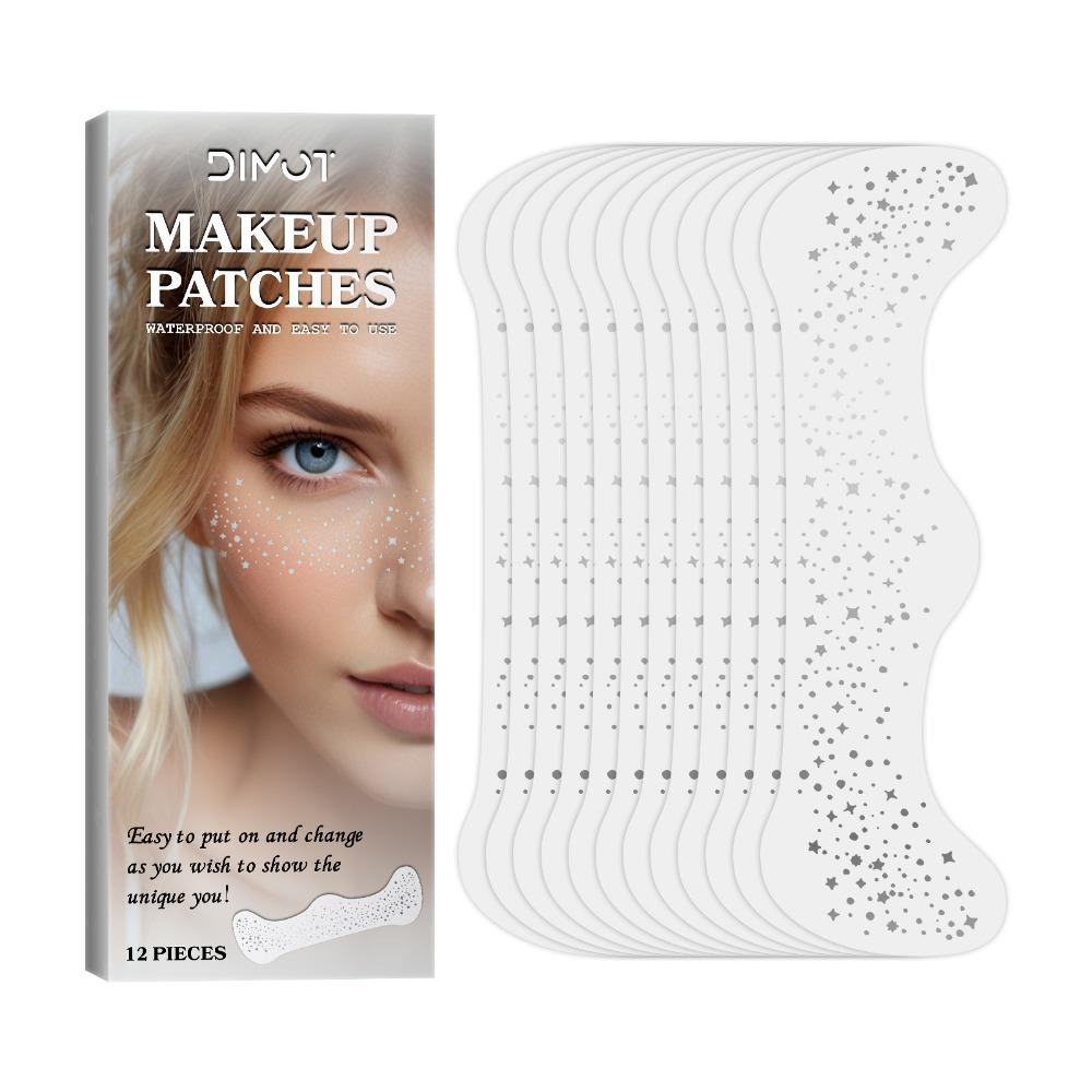 

Патчі для макіяжу з веснянками для обличчя, 12 шт. Блискучі патчі для макіяжу з блискучими веснянками Style B золотий