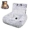 Dogs Car Seat Travel Dog Bed with Safety Straps Plush Fluffy Pet Seat with Non-Slip Backing Detachable Washable Cushion for Small Large Dogs