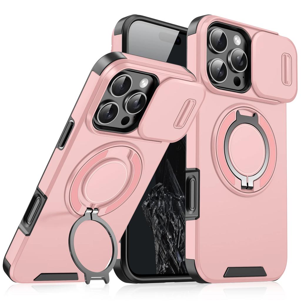 Hybridní Heavy Duty Magnetic Ring Stojánek pro Magsafe Case pro iPhone 16 15 14 13 12 11 Držák Pro Max Plus Ochrana fotoaparátu Stojánek otočný kryt o 360°