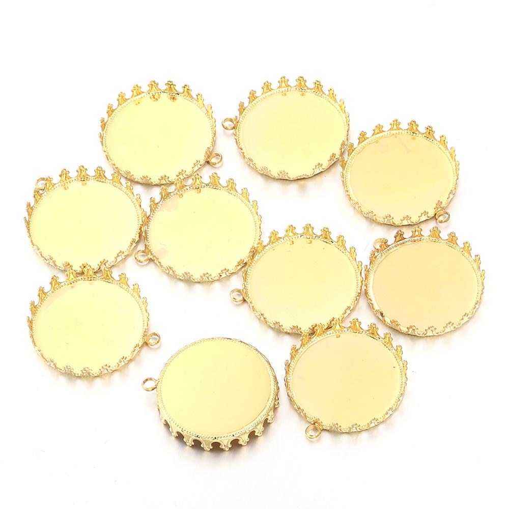 10pcs15/20/25mm Metal Round Cabochon Base Tray Bezels Blank Setting Supplies For Jewelry Making Findings DIY Bracelet Pendant