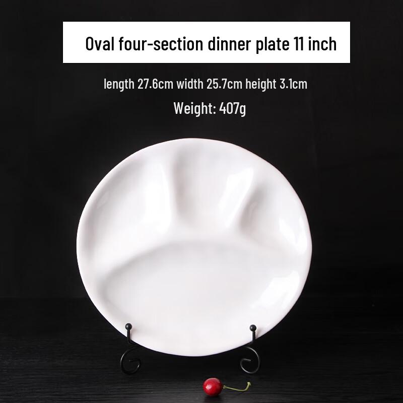 Qianxing A8 White Melamine Oval 4-Compartment Plate