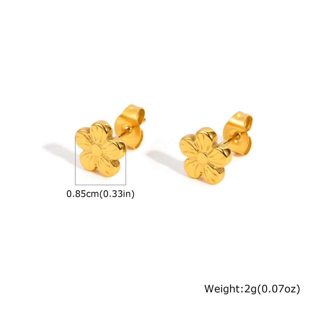 7.5/8/8.5MM Minimalist Flower Stud Earrings for Women,Gold Color Stainless Steel Mini Earrings,Retro Jewelry Gift