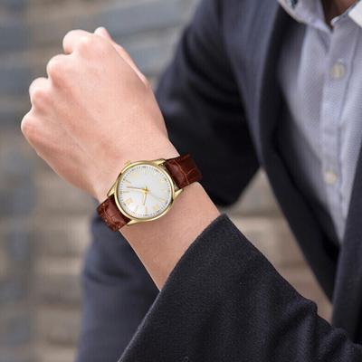 Herren Business Uhr Runden Zifferblatt Kunstleder Armband Quarzwerk Teenager Erwachsene Formelle Kleidung Armbanduhr Modeschmuck Accessoire