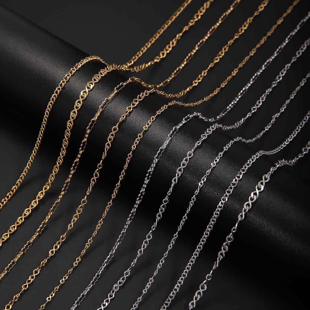 Elegant Minimalist Stainless Steel Figure-Eight Necklace - Bright Texture, Versatile Layering Chain