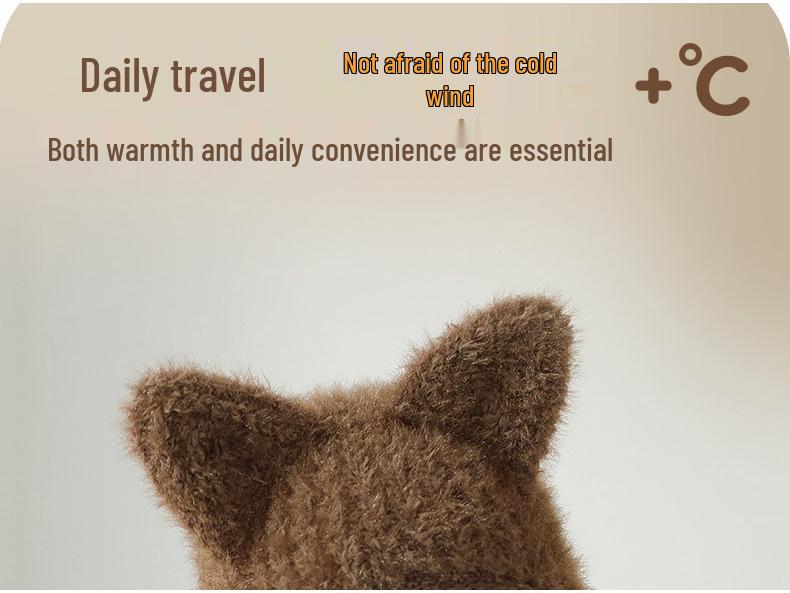 Children's Fleece-Lined Windproof Knit Hat with Ear Protection - Winter Pullover for Boys and Girls