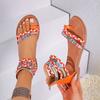 New women's sandals round head woven fashion outer sandals flat large size women's sandals