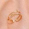 High-quality Retro Double-layer Ring for Women, Niche Ins Copper Micro-inlaid Zircon Butterfly Live Adjustable Simple Ring