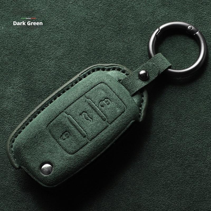 Suede Faux Leather Car Key Case Cover For VW Tiguan Atlas Arteon Taos Golf Passat B8 CC Skoda Superb A7 Kodiaq Key Case Keychain