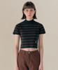 ROLAROLA Half Neck Stripe Knit Navy