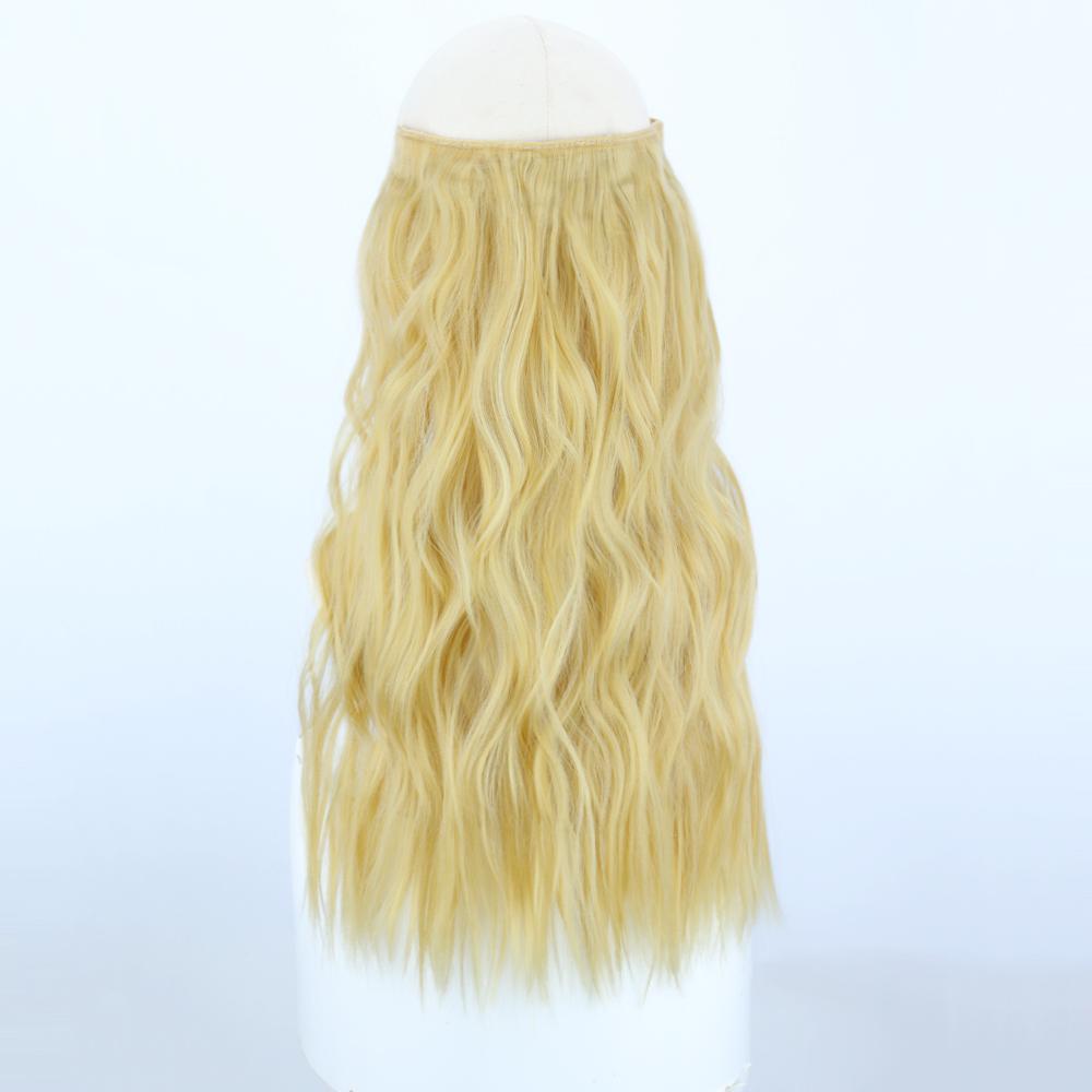 MISSQUEEN Pure Brown Long Wavy Hair Extensions Synthetic Fiber Natural Invisible Wire and Clips Daily Wear Hairpiece