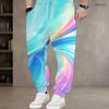 Men S Plus Size Drawstring Waist Colorful Printed Jogger Pants Side Pockets Cuffed Ankle