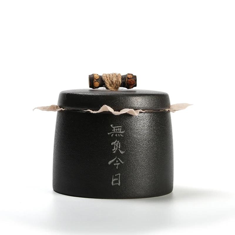 Ceramic Moisture-proof Sealed Tank Tea Caddy Organizer Home Storage Tank retro black ceramic moisture-proof sealed jar Tea Can
