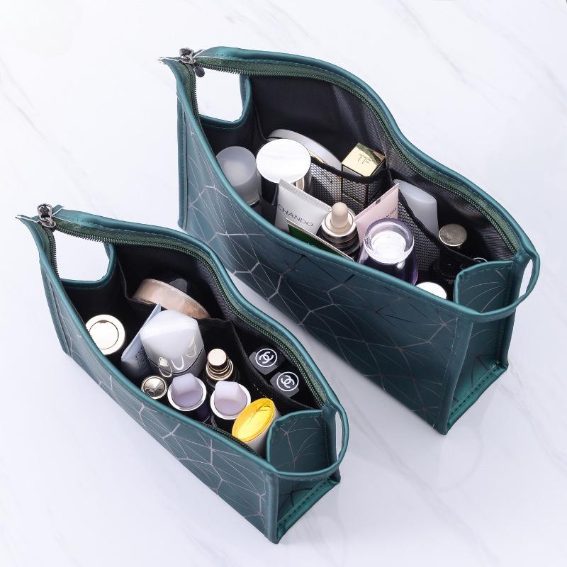 Women Simple and Portable Cosmetic Storage Bag Handbag Style Travel Storage Bag PU Fashion Toiletry Small Bags Wash Makeup Bags