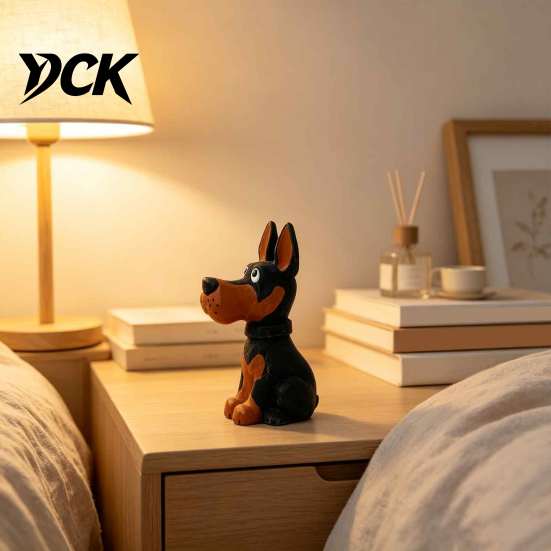 Artistic Shelf Accent Doberman Wooden Ornament, Hand Carved Creative Sculpture, Cute Craft Dog Figurine for Home And Entryway Handmade Birthday Gift