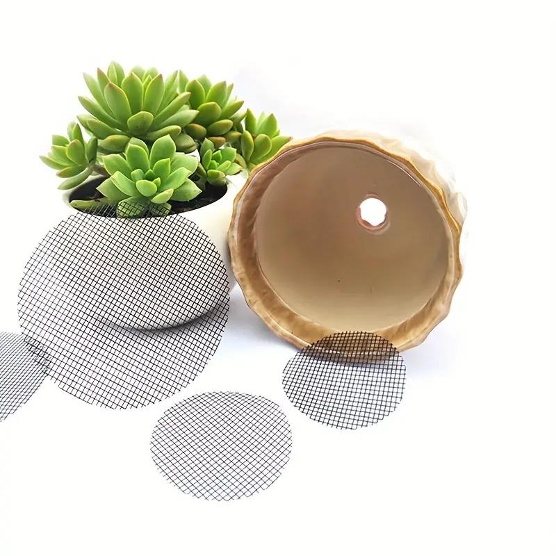 50 Peças Tapete Tela para Buraco de Vaso Tela Redonda para Furo de Drenagem para prevenir a perda de solo Junta Tela de Drenagem para Plantas Suprimentos de Jardinagem