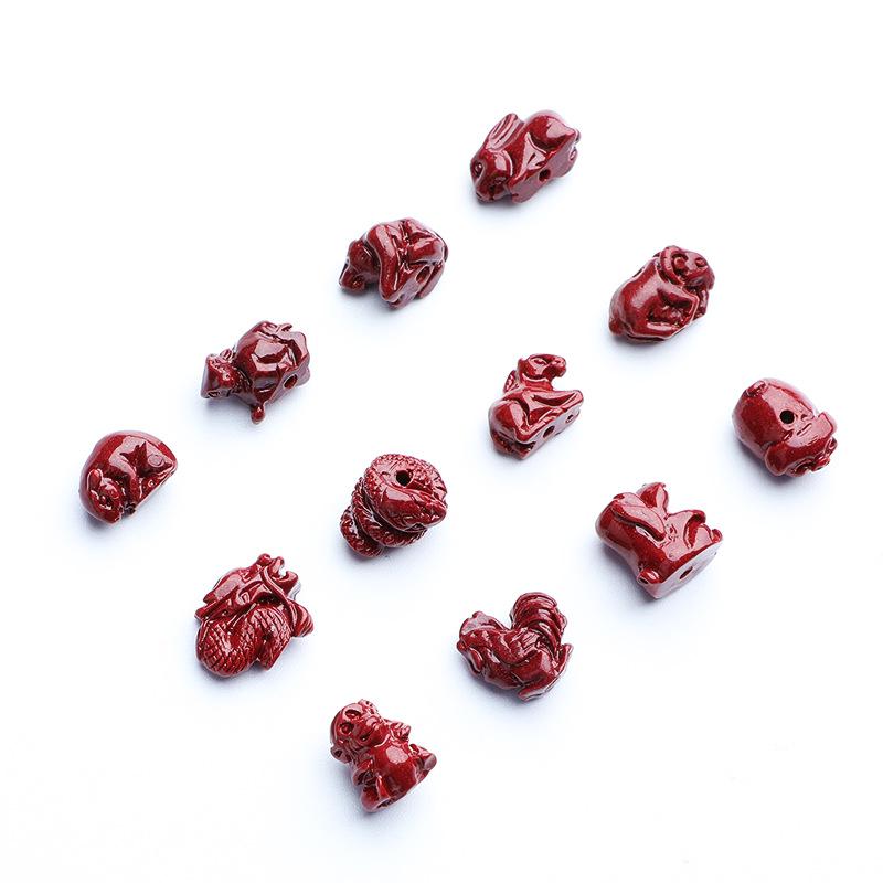 Twelve Zodiac Signs Natural Cinnabar Jewelry: Original Ore Purple Gold Sand, Great for Birthdays, 14*12*5.5mm