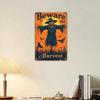 Beware Harvest Vintage Metal Sign, Spooky Halloween Wall Decor, Rustic Farmhouse Hanging Plaque, Frameless Metal Art