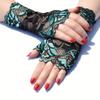 1 Pair Nanatongxue Women's Fashion Lace Half Finger Gloves - Rose Pattern, Elasticity Fit, Sun Protection, Casual Weekend Wear