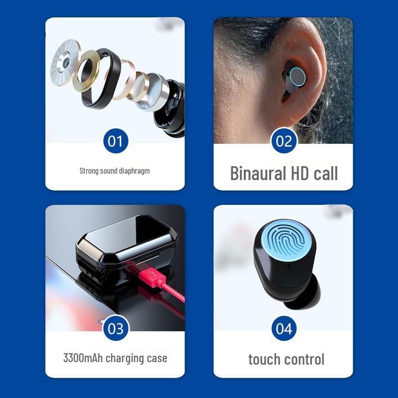 Wireless Bluetooth TWS Earbuds with Digital Display, Noise Cancelling, and Touch Control